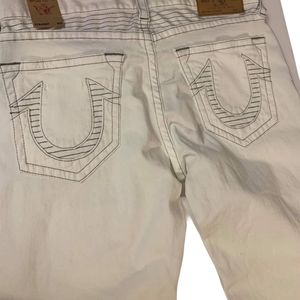 True Religion Men's Straight Grey Runstitch Jeans